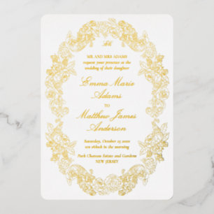 Elegant Baroque Crest Monogram White Back Wedding