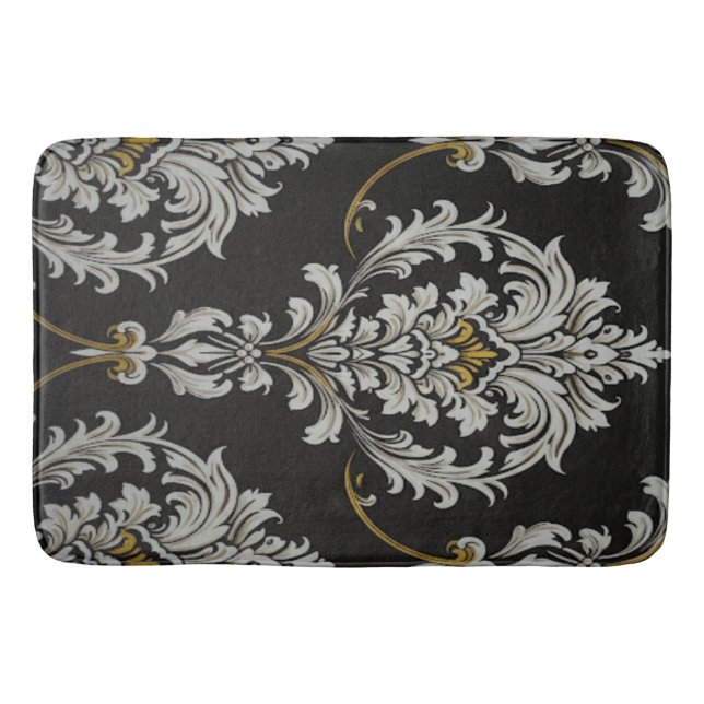 Elegant Baroque Damask Bath Mat (Front)