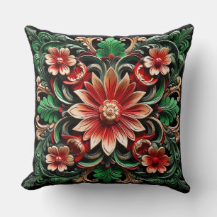 Elegant Baroque Floral Colourful Artistic Throw Pillow