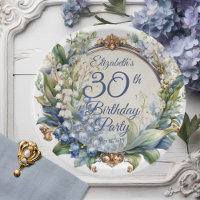 Elegant Baroque Floral Frame 30th Birthday Party