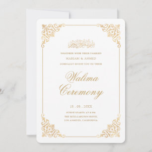 Elegant Baroque Frame Gold Script Walima Ceremony Invitation