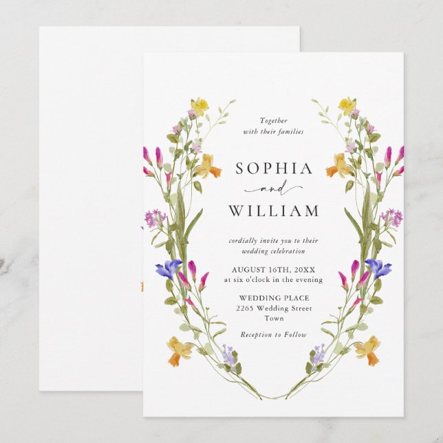 Elegant Baroque French Garden Floral Wedding Invitation (Front/Back)