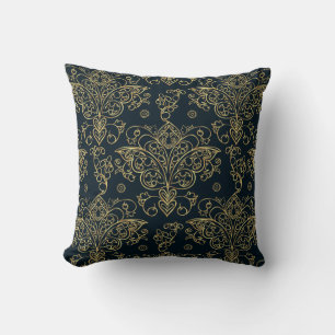 Elegant Baroque Gold Butterfly Flourish Throw Pillow