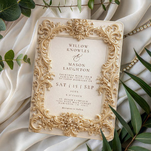 Elegant Baroque Gold Frame Wedding Invitation