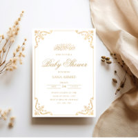 Elegant Baroque Gold Script Muslim Baby Shower