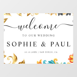 Elegant Baroque Gold Teal Wedding Welcome Sign