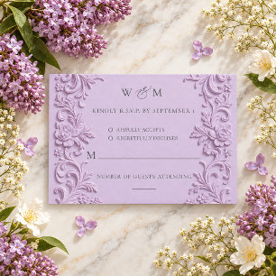 Elegant Baroque Lilac Wedding RSVP Card