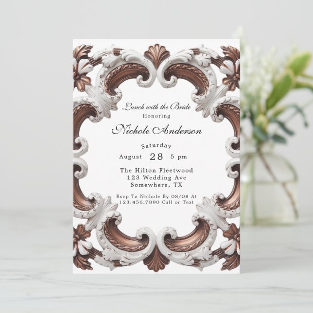 Elegant Baroque Lunch with the Bride Invitation (Standing Front)