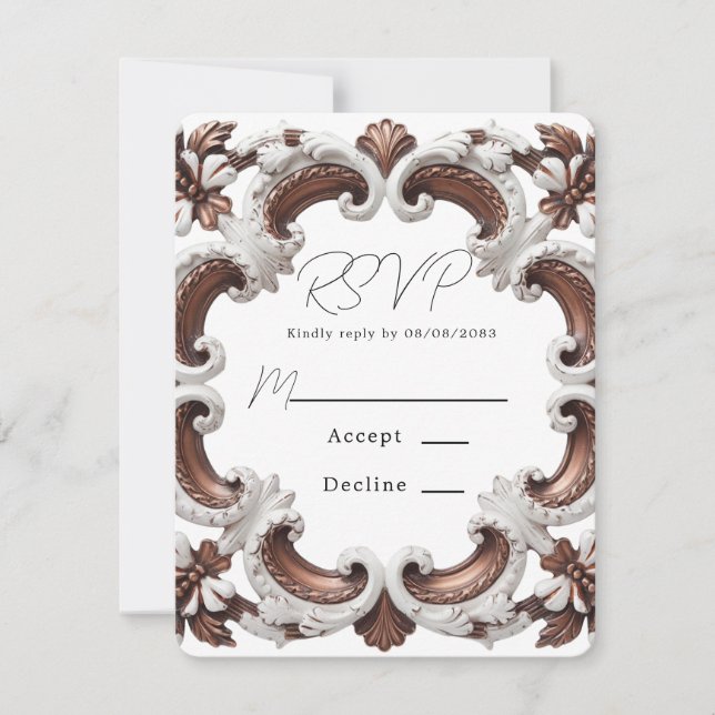 Elegant Baroque Rococo Style Wedding RSVP Card (Front)