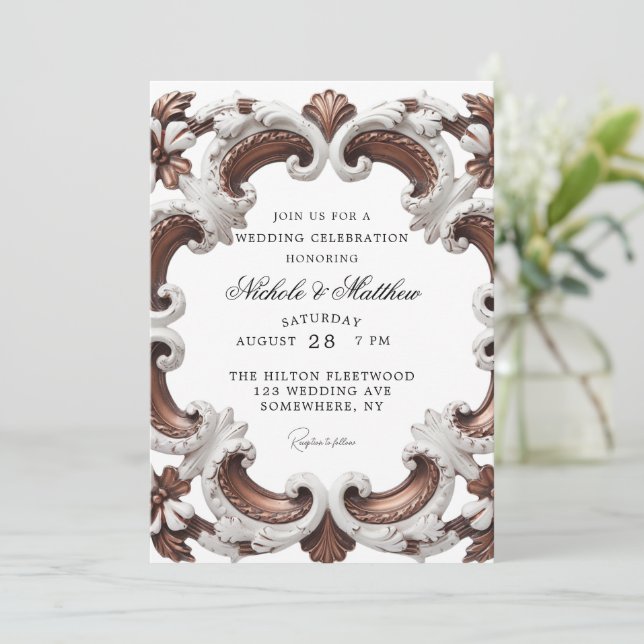 Elegant Baroque Wedding Celebration  Invitation (Standing Front)