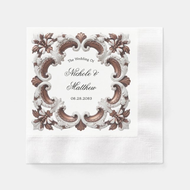 Elegant Baroque Wedding Frame Napkin (Front)