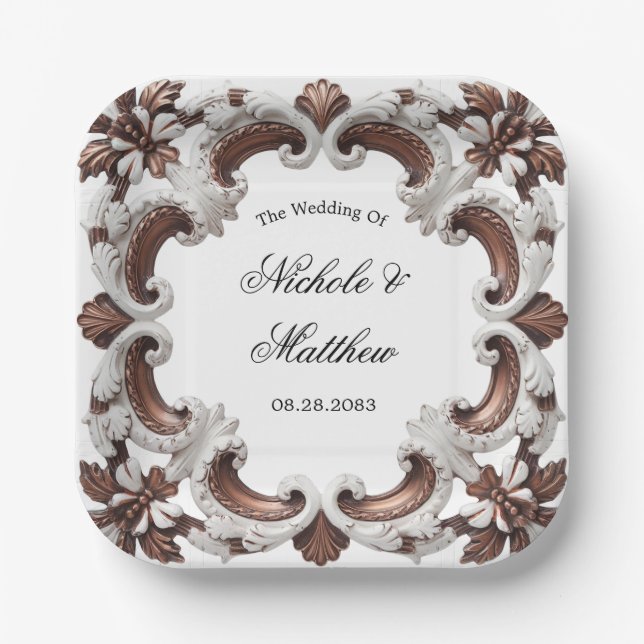 Elegant Baroque Wedding Frame Paper Plate (Front)