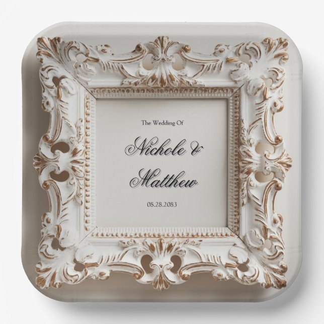 Elegant Baroque Wedding in Cream Paper Plate (Front)