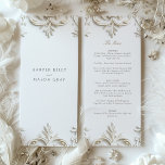 Elegant Baroque Wedding Menu Card<br><div class="desc">Set the tone for an unforgettable culinary experience with this Elegant Botanical Wedding Menu Card. Delicate watercolor blooms in soft shades of coral, blush, sage, and periwinkle adorn the top and bottom, evoking an enchanting garden setting. A vintage-inspired Grecian urn anchors the design, hinting at timeless elegance. The menu itself...</div>