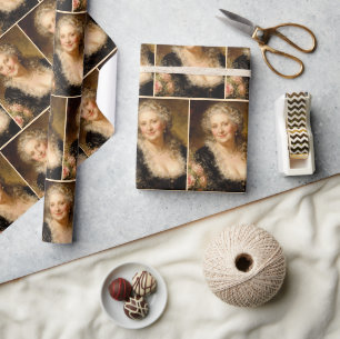 Elegant Baroque Woman in Low-cut Dress Wrapping Paper