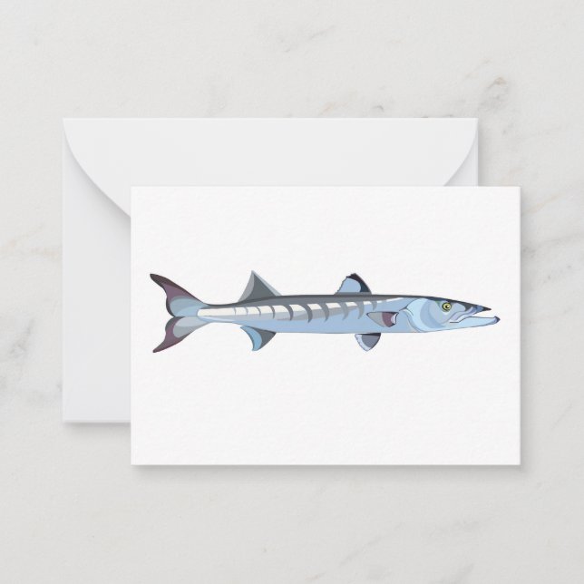 Elégant Barracuda poisson carte de note (Devant)