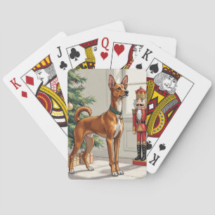 Elegant Basenji Dog Nutcracker Modern Christmas Playing Cards