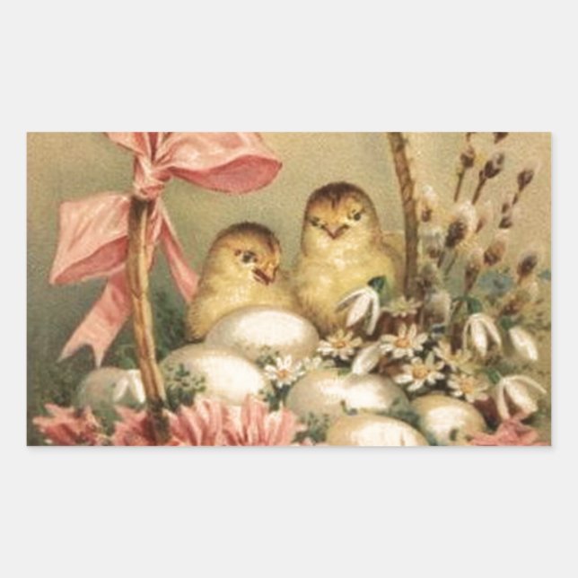 ELEGANT BASKET ,CHICKENS,FLOWERS AND EASTER EGGS STICKER (Front)