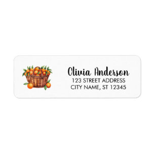 Elegant Basket Of Oranges  Return Address Label   