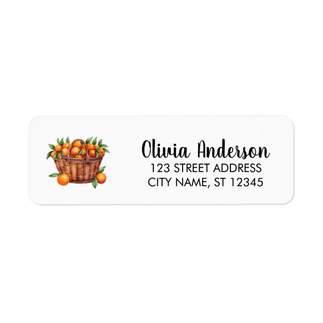 Elegant Basket Of Oranges  Return Address Label    (Front)