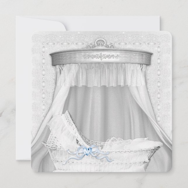 Elégant Bassinet Bébé Garçon Douche Invitations (Devant)