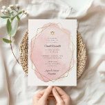 Elegant Bat Mitzvah Gold Star Pink Watercolor Invitation<br><div class="desc">This modern design features your custom text on a watercolor splash outlined in a geometric shaped frame.  Use the template form to add your text.  The advanced editing menus,  accessed by choosing to edit with the "Design Tool",  will allow you to change the fonts and layout.</div>