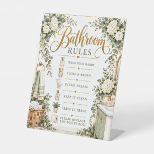 Elegant Bathroom Rules Floral Bathroom Sign