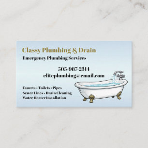 Elegant Bathtub Plumbing Professional Plumber Business Card