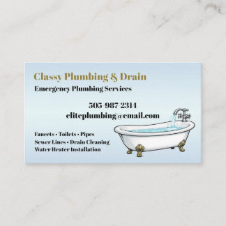 Elegant Bathtub Plumbing Professional Plumber Business Card