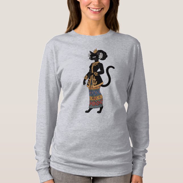 Elegant Batik Cat Queen Graphic Tee (Front)