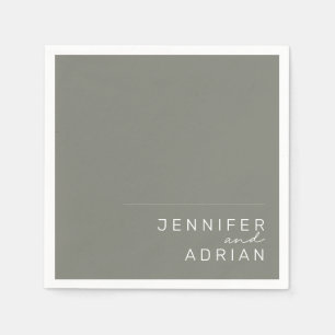 Elegant Battleship Grey Minimal Modern Wedding Napkin