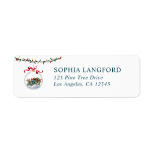 Elegant Bauble Bow Christmas Return Address