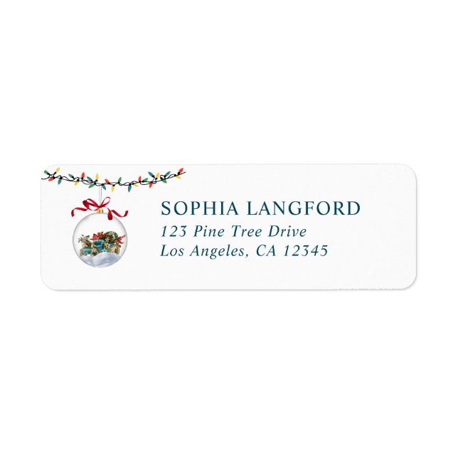 Elegant Bauble Bow Christmas Return Address (Front)