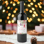 Elegant bauble pine floral watercolor Christmas Wine Label<br><div class="desc">Get ready to celebrate the holidays in style with our Christmas wine label! Picture rustic green pine branches, festive red berries, and delicate beige flowers, with christmas ornaments baubles in all shapes and colours, all hand-painted for that special touch. The elegant script font adds a touch of sophistication, setting the...</div>