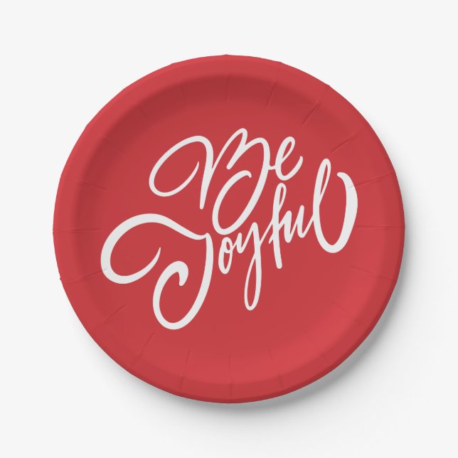 Elegant Be Joyful Holiday Design Paper Plate (Front)