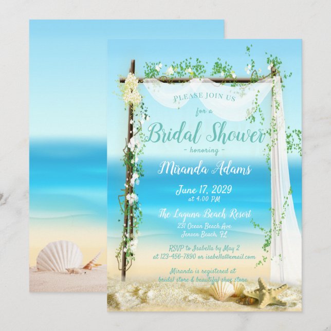 Elegant Beach Arch Bridal Shower Invitation (Front/Back)