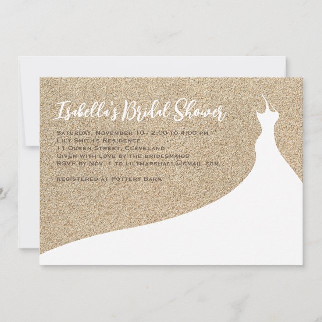 Elégant Beach Bridal Shower Invitation blanc (Devant)