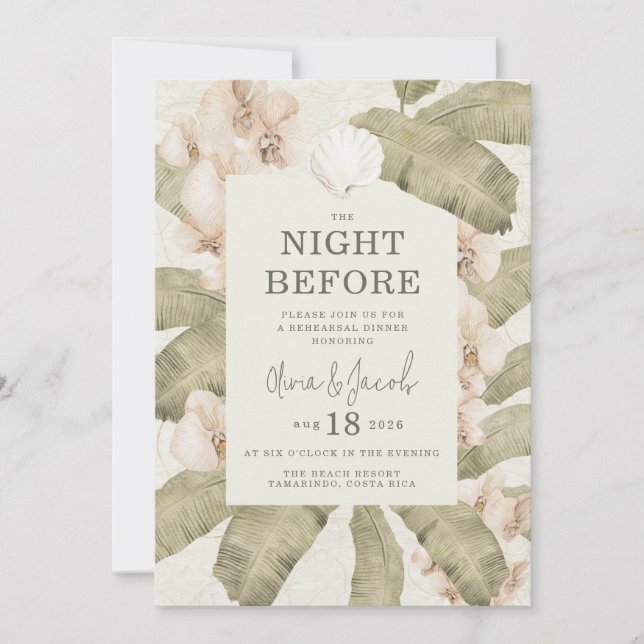 Elegant Beach Coastal Rehearsal Dinner Invitation (Front)