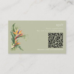 Elegant Beach Destination QR Code Wedding RSVP Enclosure Card