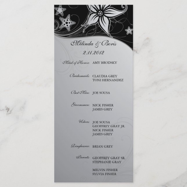 Elegant Beach Destination Wedding Theme Programs (Front)
