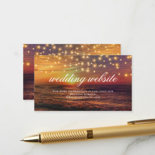 Elegant Beach Lights Summer Wedding Website Card