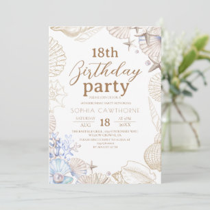 Elegant Beach Party ⎮Sea 18th Birthday Invitation