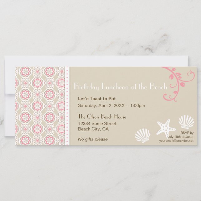 Elegant Beach Pattern Party Invitation (Front)