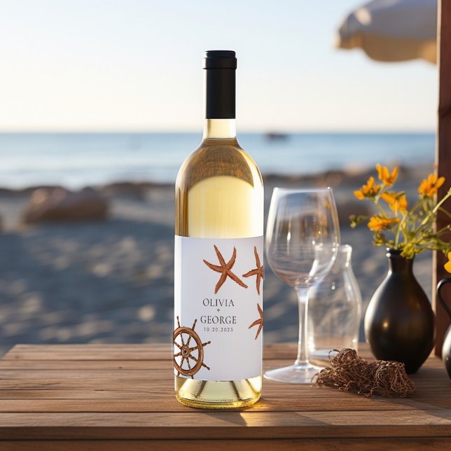Elegant beach personalized wine label (Creator Uploaded)