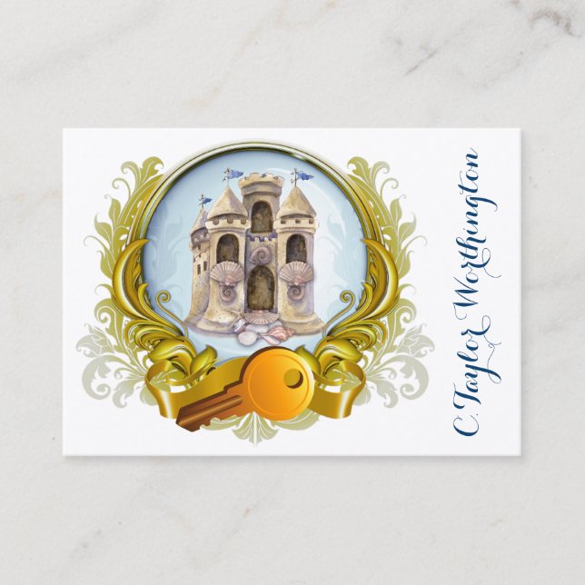 Elegant Beach Real Estate Business Card (Front)