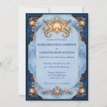 Elegant beach seahorse wedding blue orange