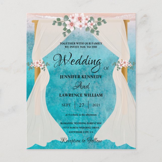 Elegant Beach Seaside Tulle Arbor Photo Wedding  (Front)