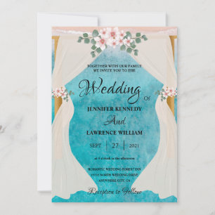 Elegant Beach Seaside Tulle Arbor Photo Wedding  Invitation