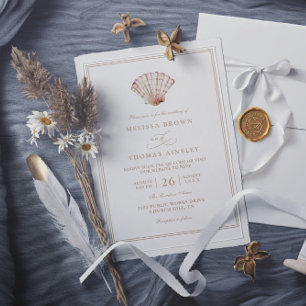 Elegant Beach Simple Minimalist QR Code Wedding Invitation