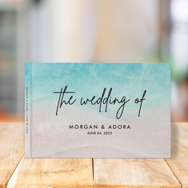 Elegant Beach Summer Watercolor Wedding Invitation Guest Book (Creator Uploaded)